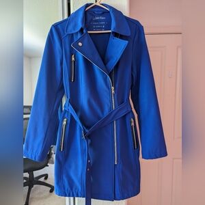 Calvin Klein royal blue belted trench coat
